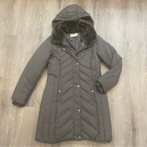 MICHAEL KORS Down Filled Quilted Puffer Parka Coat - Gray Size S